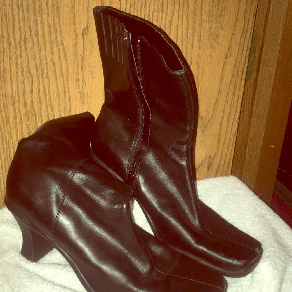 Black leather boots